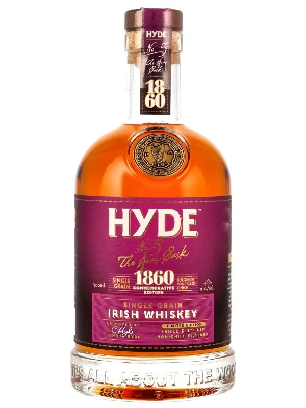 2959 Hyde N°5 - The Aras Cask - Burgundy Cask Finish - Single Grain Irish Whiskey