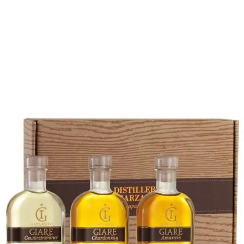 6747 Marzadro Grappa Probierset - Degustazione Grappa Giare - Gewürztraminer, Amarone & Chardonnay - 3 x 10 cl