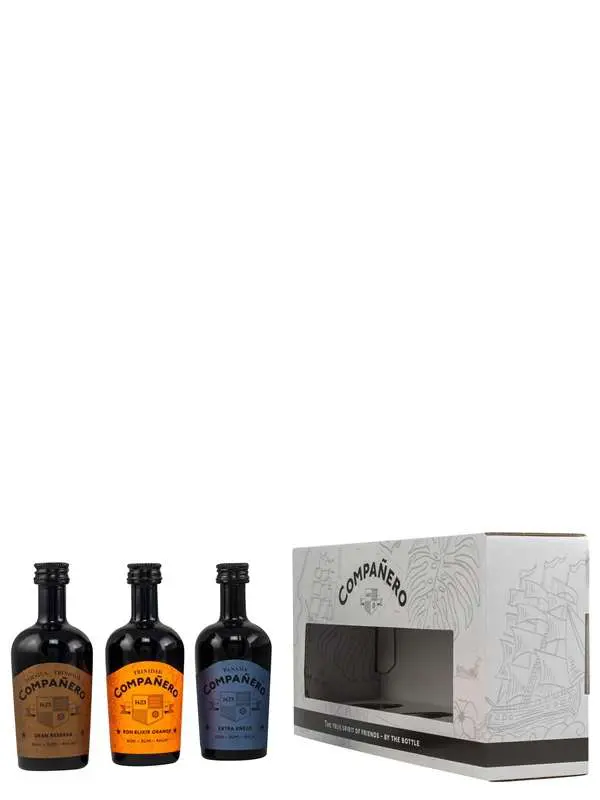 R00013 Produktbild Companero - Mini Set Collection – 3 x 50 ml – Flavoured Panama Rum - Trinidad Rum Liqueur - Blend of Jamaica and Trinidad Rum