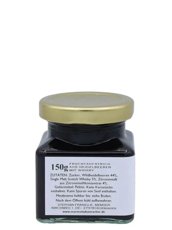 100713R Wilde Heidelbeere - verfeinert mit 10 Years Old Islay Single Malt Scotch Whisky - Whisky-Collection by Franz - Handgemachter Fruchtaufstrich - 150g