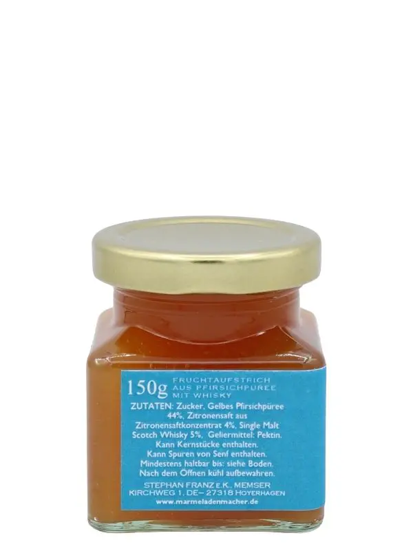100716R Yellow Peach - verfeinert mit 12 Years Old Edradour Highland Single Malt Whisky - Gelber Pfirsich - Whisky-Collection by Franz - Handgemachter Fruchtaufstrich - 150g