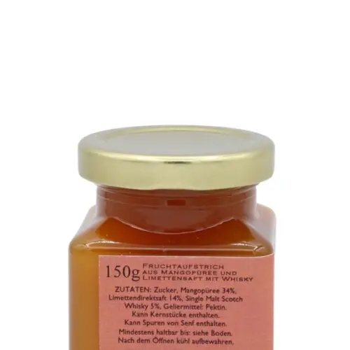 Mango-Limette - verfeinert mit Glenfarclas Sherry Cask - Cask Strength Highland Single Malt Scotch Whisky - Whisky-Collection by Franz - Handgemachter Fruchtaufstrich - 150g