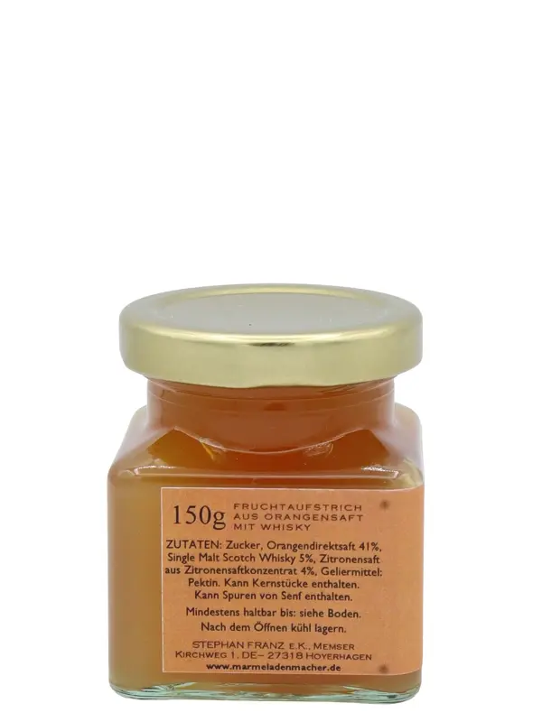 Orangen-Gelee - verfeinert mit Port Askaig - 100° Proof - Islay Single Malt Scotch Whisky - Whisky-Collection by Franz - Handgemachter Fruchtaufstrich - 150g