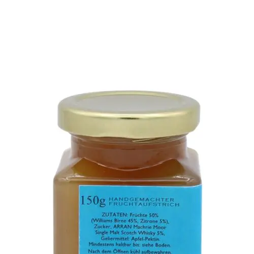 Pear Williams - verfeinert mit Arran Machrie Moor Peated Single Malt Scotch Whisky - Whisky-Collection by Franz - Handgemachter Fruchtaufstrich - 150g