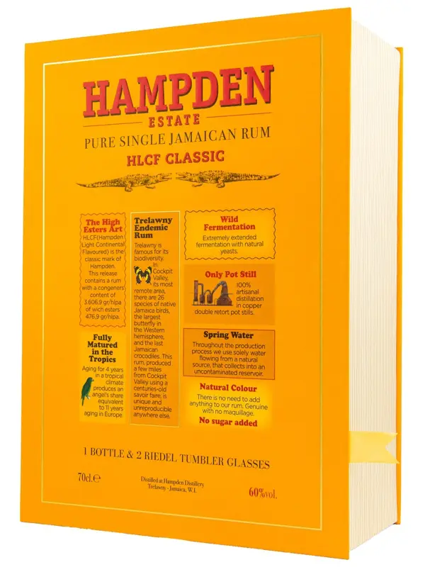 Hampden - HLCF Classic – 4 Jahre - Jamaica Pure Single Rum – Geschenkset mit 2 Gläsern