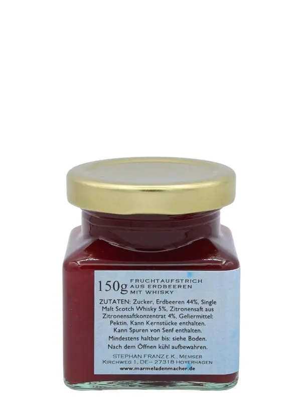 Erdbeere - verfeinert mit Signatory Islay Single Malt Scotch Whisky - Whisky-Collection by Franz - Handgemachter Fruchtaufstrich - 150 g