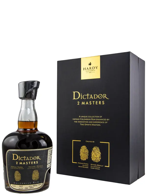 R00568 Dictador 2 Masters 45 Jahre - Vintage 1974/1977 - Hardy Cognac Finish - Cask 10/74/2/41 + 10/77/3/40 – Colombian Rum