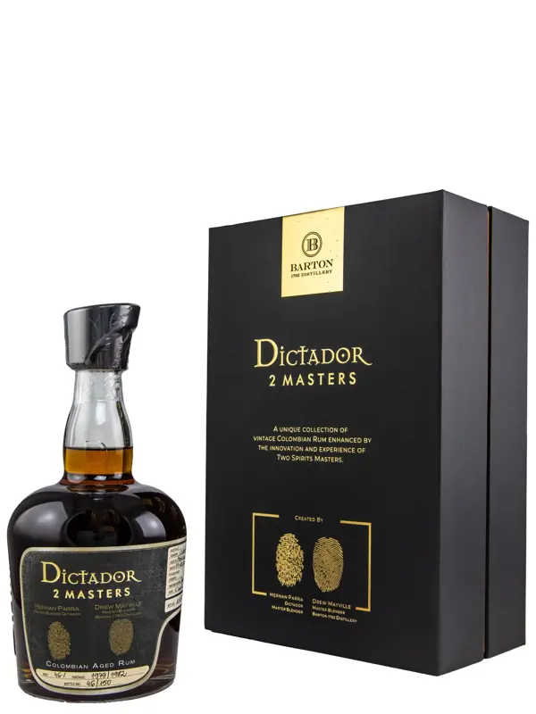 Dictador 2 Masters 40 Jahre - Vintage 1979/1982 - Barton - American Oak Whistley Finish - Batch 79-430 + 82-180 – Colombian Aged Rum