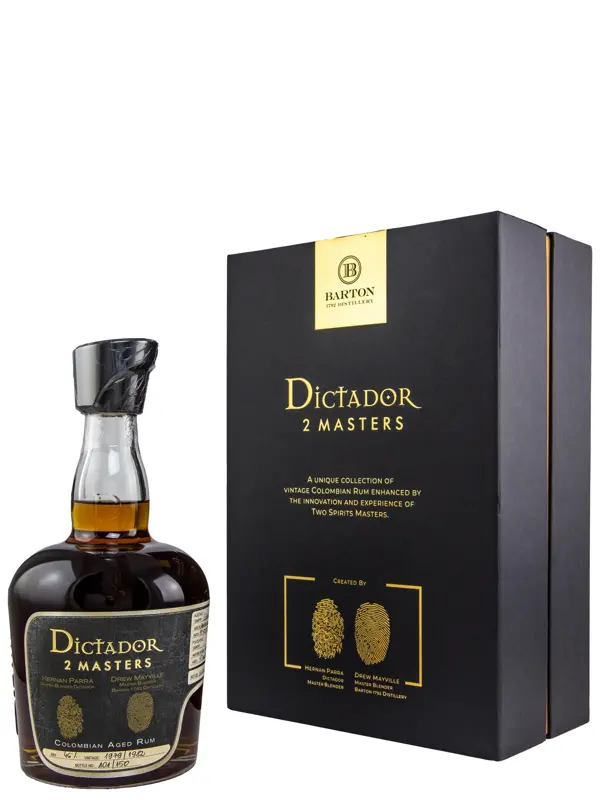 Dictador 2 Masters 40 Jahre - Vintage 1979/1982 - Barton - Wheated Bourbon Casks - American Oak Whisky Finish - Batch 79-450 und 82-192 – Columbian Aged Rum