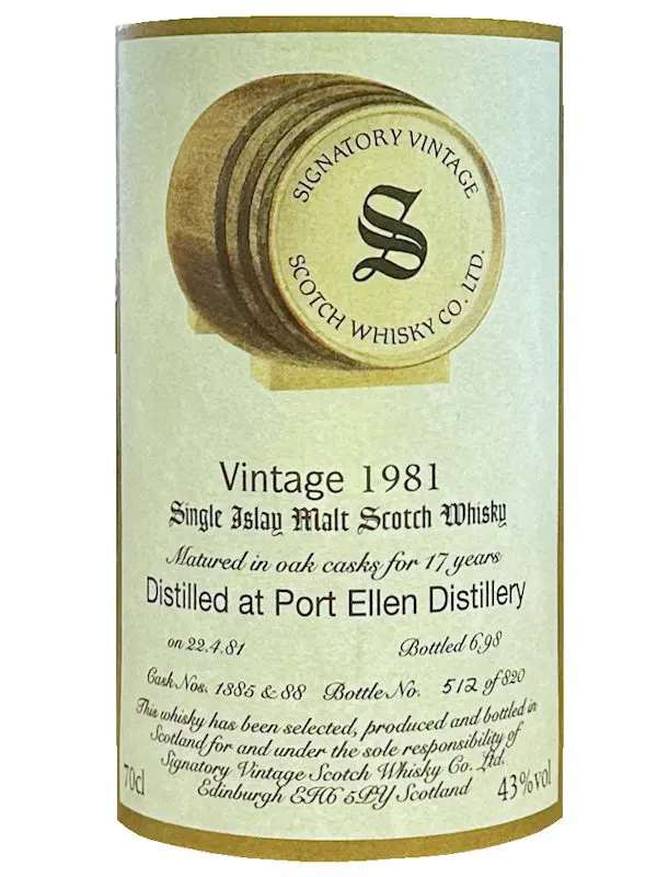 16056 Produktbild Port Ellen 17 Jahre – Vintage 1981 – Cask Nos. 1385 & 88 – Signatory Vintage – Single Malt Whisky – 2cl Sampleprobe