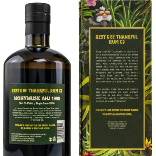 Monymusk 23 Jahre – Vintage 1998 – Cask #26761 - AHJ - Monymusk Distillery – Rest & Be Thankful – Pure Single Jamaican Rum