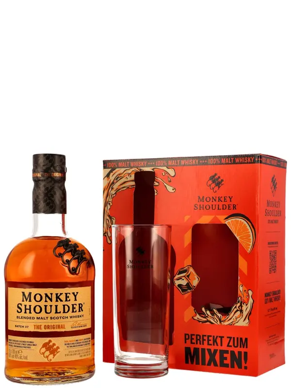 Monkey Shoulder - The Original - incl. 1 Glas - Blended Malt Scotch Whisky - Geschenk-Set Monkey Shoulder - The Original - incl. 1 Glas - Blended Malt Scotch Whisky - Geschenk-Set