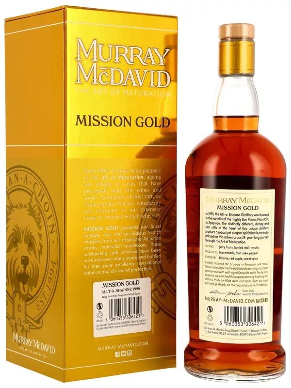 Allt-A-Bhainne 28 Jahre - 1996 - Justion's Madeira Wine Cask - Murray McDavidR Allt-A-Bhainne 28 Jahre - Vintage 1996 - Justion's Madeira Wine Cask - Murray McDavid - Mission Gold - Limited Release - Speyside Single Malt Scotch Whisky