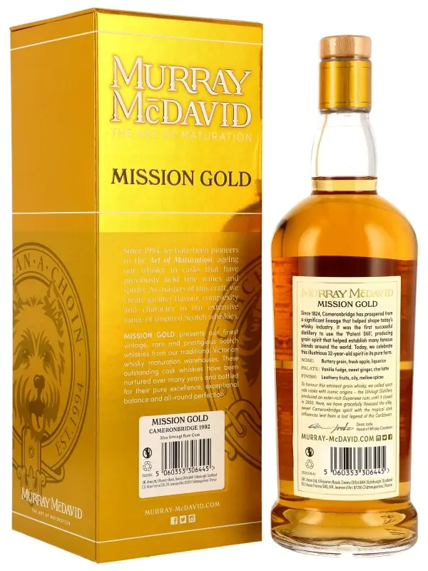 Cameronbridge 32 Jahre - Vintage 1992 - Uitvlugt Rum Cask - Murray McDavid - Mission Gold - Limited Release - Lowland Single Grain Scotch Whisky