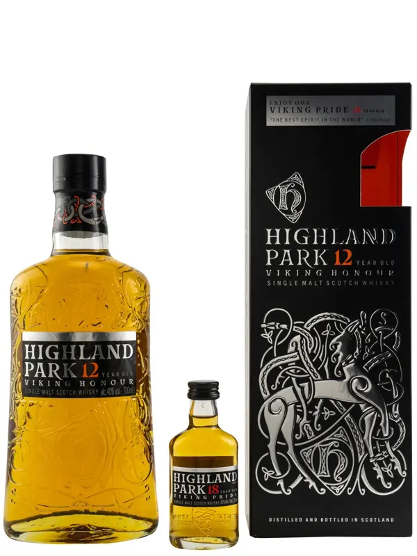 18094 Highland Park 12 Jahre - Viking Honour - Single Malt Scotch Whisky - incl. Miniatur 50 ml Highland Park 18 Jahre - Viking Pride - Single Malt Scotch Whisky