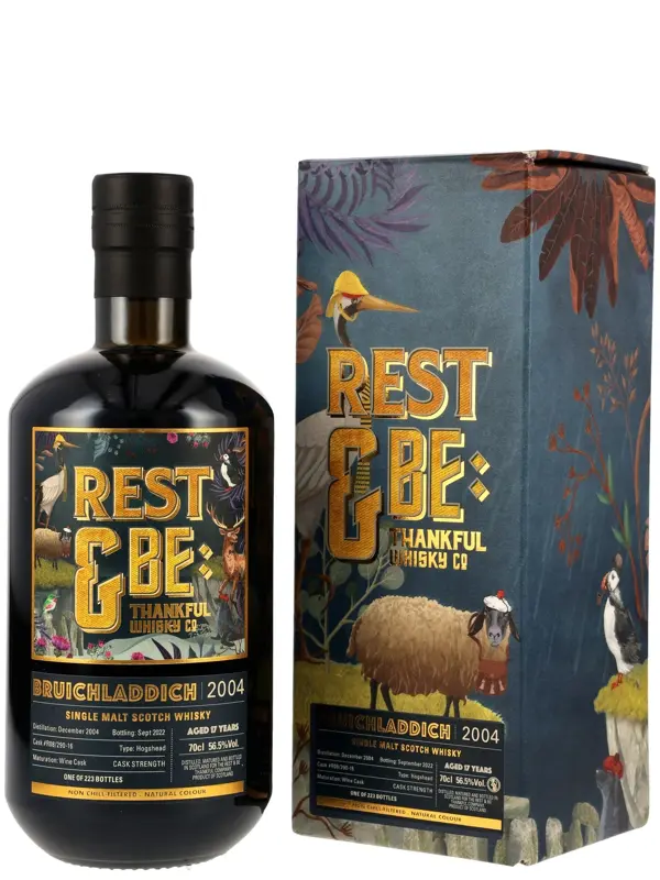 18270 Bruichladdich 17 Jahre - Vintage 2004 - Matured in Wine Cask - Cask #R08/290-16 - Rest & Be Thankful – Single Malt Scotch Whisky