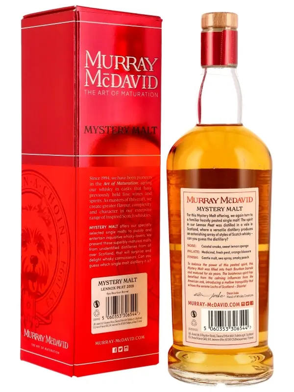 18334R Lennox Peat 6 Jahre - Vintage 2018 - Bourbon Barrel - Murray McDavid - Mystery Malt - Limited Release - Single Malt Scotch Whisky