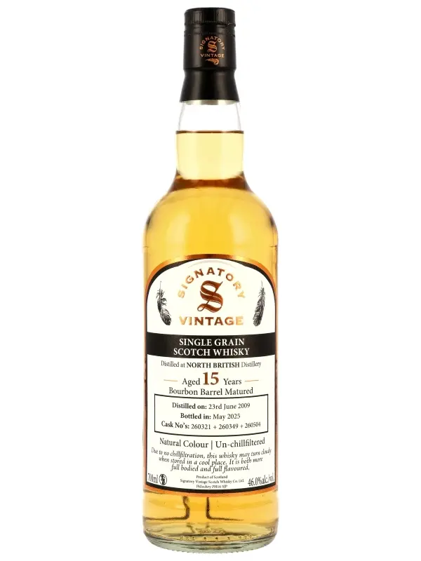 North British 15 Jahre - Vintage 2009 - Bourbon Barrel Matured - Cask No. 260321 + 260342 + 260349 + 260504 - Signatory Vintage - Single Grain Scotch Whisky