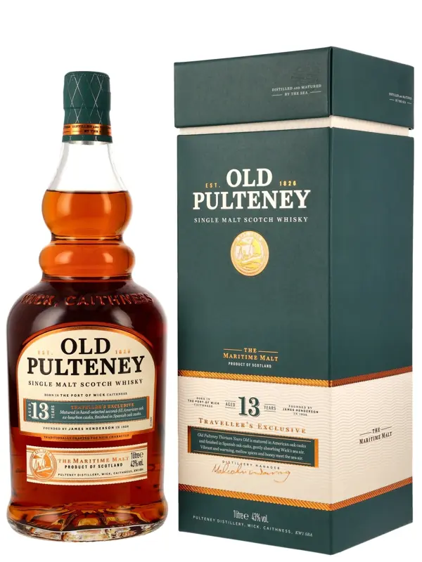 18340 Old Pulteney 13 Jahre - Traveller´s Exclusive - American and Spanish Oak Casks - Highland Single Malt Scotch Whisky - 1 Liter