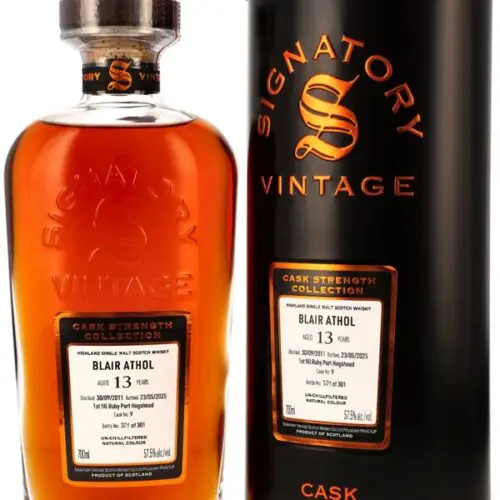 Blair Athol 13 Jahre - Vintage 2011 - 1st Fill Ruby Port Hogshead - Cask No. 9 - Signatory Vintage - Cask Strength Collection - Single Malt Scotch Whisky