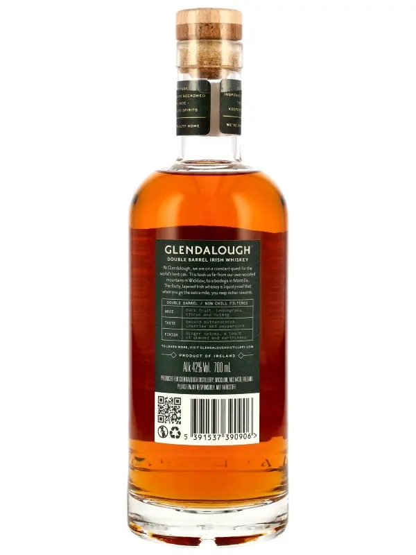 Glendalough - Double Barrel - Aged First in American Bourbon & Spanisch Oloroso Barrels - Irish Whiskey - neue Ausstattung