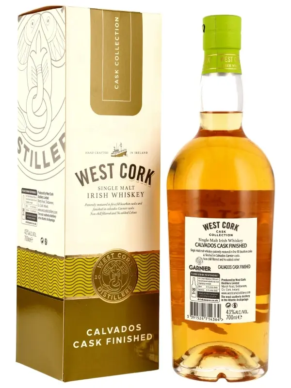 West Cork - Calvados Cask - Finished in Bourbon & Calvados Garnier Casks - Small Batch - Cask Collection - Limited Release - Single Malt Irish Whiskey - mit Umverpackung