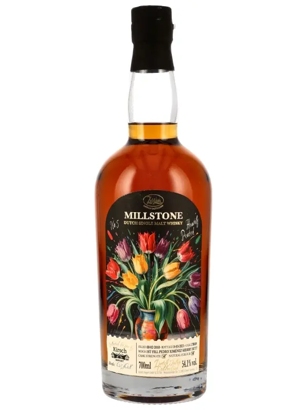 18398 Millstone 7 Jahre - Vintage 2018 - Heavily Peated - Dutch Tulip Collection No. 5 - 1st Fill PX Sherry Butt - Cask 17B089 - Dutch Single Malt Whisky