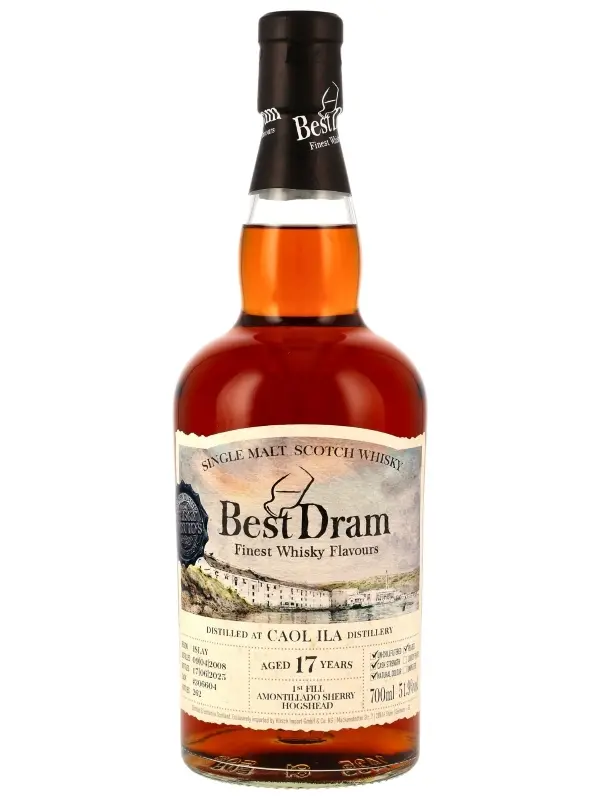 18427 Caol Ila 17 Jahre - Vintage 2008 - 1st Fill Amontillado Sherry Hogshead - Cask #306604 - Best Dram - Single Malt Scotch Whisky