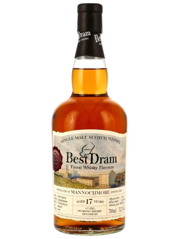 18428 Mannochmore 17 Jahre - Vintage 2008 - 1st Fill Oloroso Sherry Hogshead - Cask #8807 - Best Dram - Single Malt Scotch Whisky