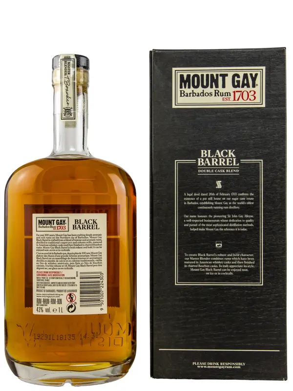 Mount Gay - Black Barrel - Double Cask Blend Barbados Rum - 1 Liter