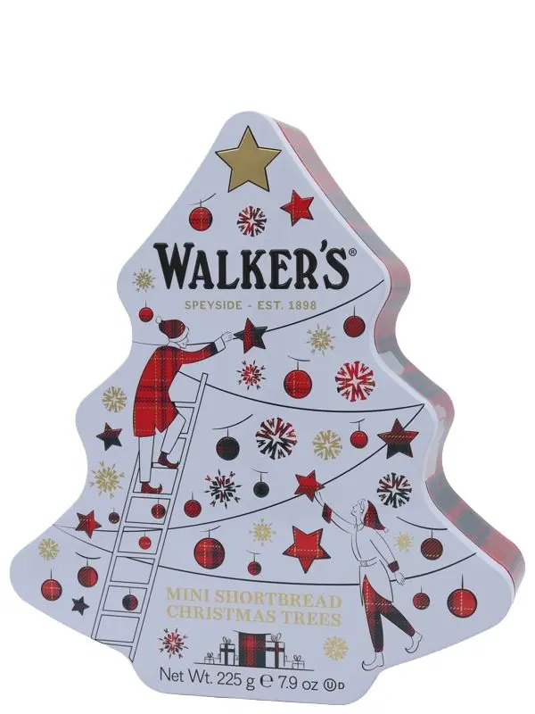 100912 Walkers - Christmas Trees - Pure Butter Mini Shortbread - 225g Dose (weiß)