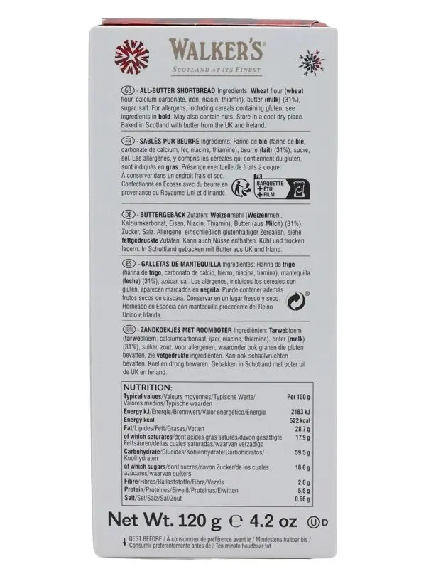 100929R Walkers - Shortbread - Scottie Dogs "Reindeer" - 120g