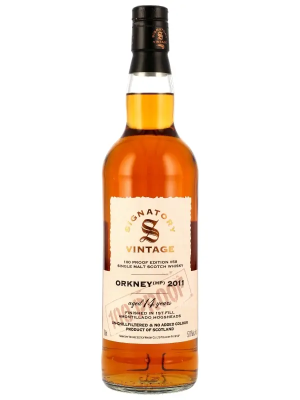 18626 Orkney (HP) 14 Jahre - Vintage 2011 - Finished in 1st Fill Amontillado Hogsheads - Signatory Vintage - 100 Proof Edition #58 - Single Malt Scotch Whisky