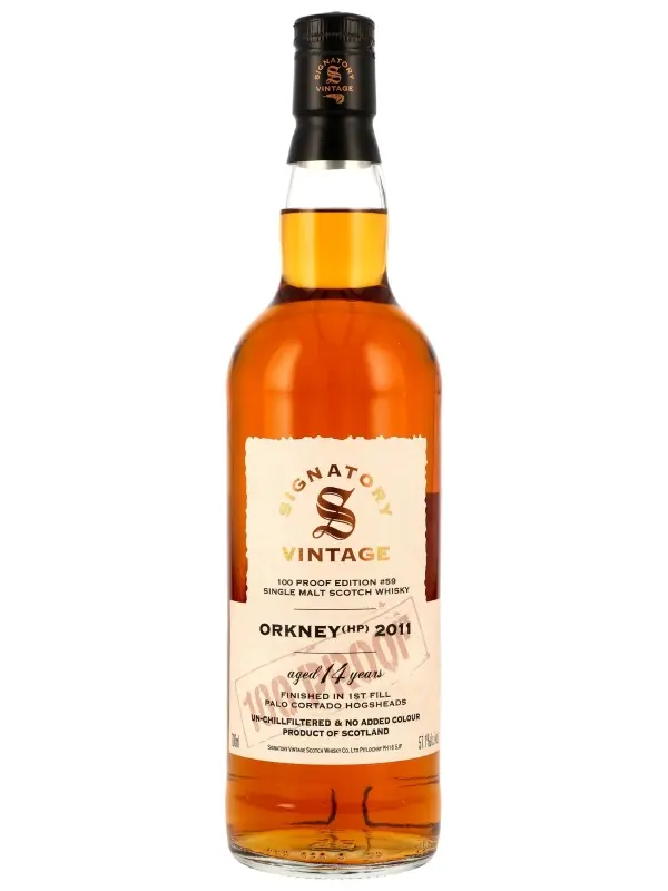 18627 Orkney (HP) 14 Jahre - Vintage 2011 - Finished in 1st Fill Palo Cortado Hogsheads - Signatory Vintage - 100 Proof Edition #59 - Single Malt Scotch Whisky