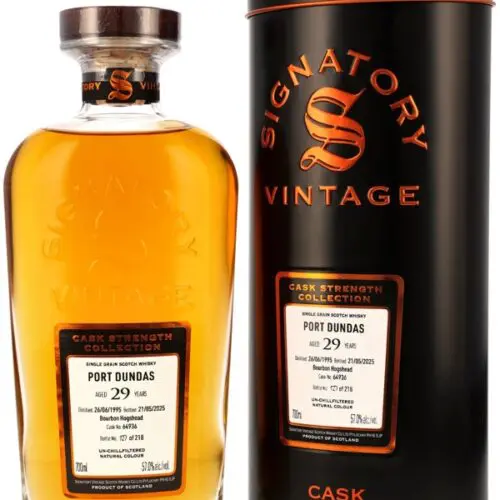Port Dundas 29 Jahre - Vintage 1995 - Bourbon Hogshead Cask No. 64936 - Signatory Vintage - Cask Strength Collection - Single Grain Scotch Whisky