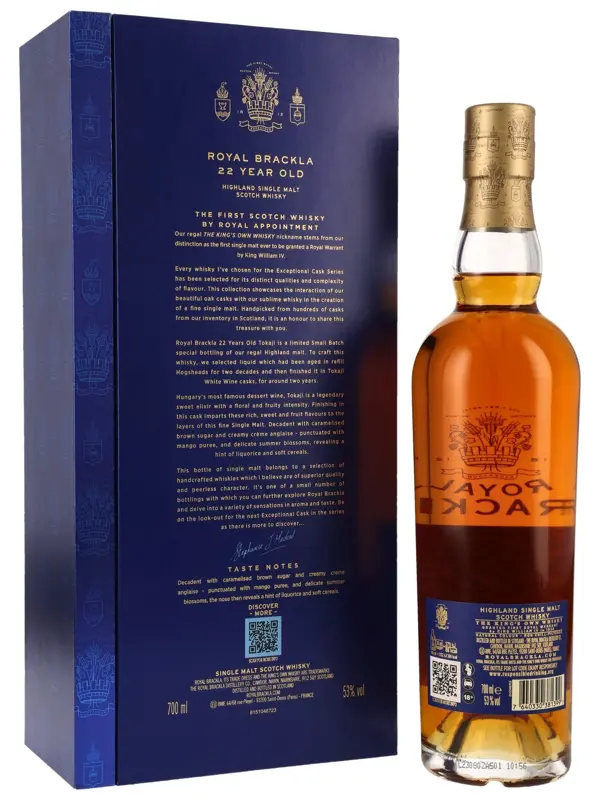 Royal Brackla 22 Jahre - Tokaji Cask Finish - Cask Nos. 500000-500004 - Exceptional Cask Series - Highland Single Malt Scotch Whisky