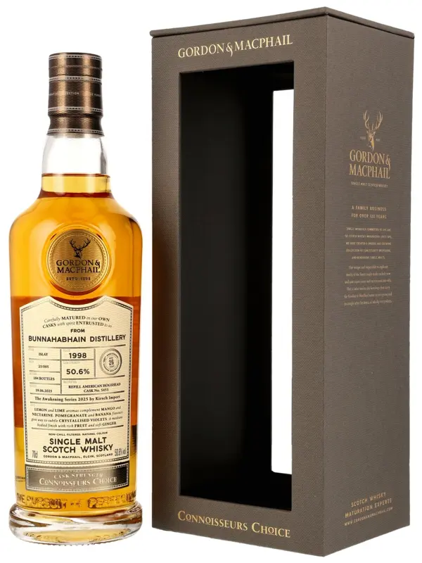 18770 Bunnahabhain 26 Jahre - Vintage 1998 - The Awakening Series 2025 by Kirsch Import - Refill American Hogshead - Cask No. 5453 - Batch 25/005 - Connoisseurs Choice - Cask Strength - Gordon & MacPhail - Single Malt Scotch Whisky