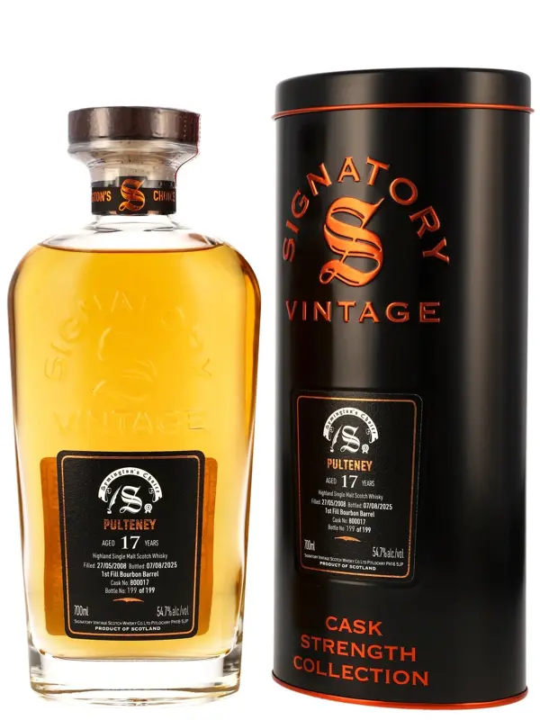 18787 Pulteney 17 Jahre - Vintage 2008 - 1st Fill Bourbon Barrel - Cask No. 800017 - Symington's Choice - Signatory Vintage - Cask Strength Collection - Single Malt Scotch Whisky