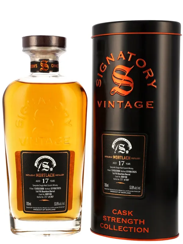 18788 Mortlach 17 Jahre - Vintage 2008 - 1st Fill Bourbon Barrel - Cask No. 800108 - Signatory Vintage - Symington´s Choice - Speyside Single Malt Scotch Whisky