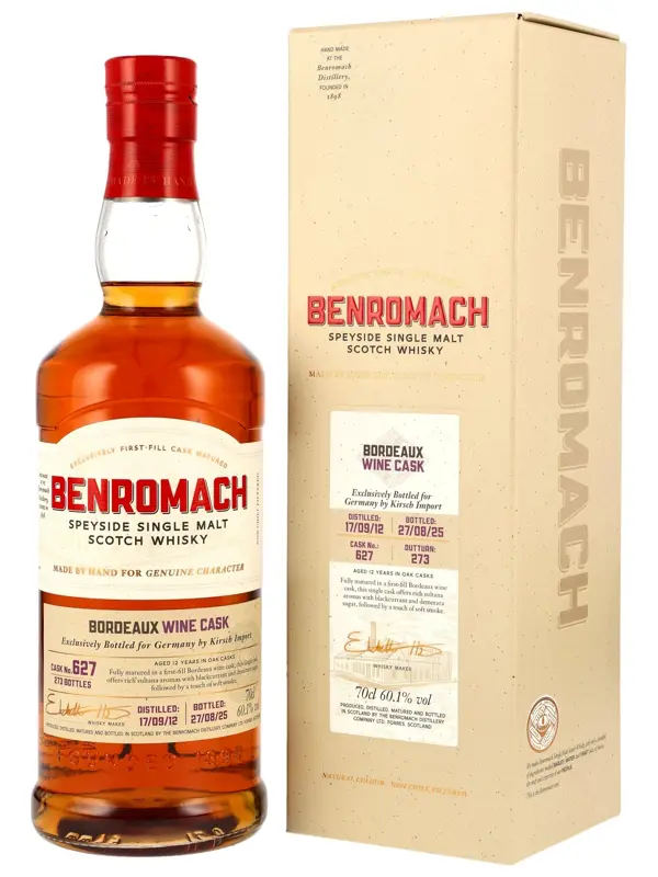 18797 Benromach 12 Jahre - Vintage 2012 - 1st Fill Bordeaux Wine Cask #627 - Exclusively Bottled for Germany - Speyside Single Malt Scotch Whisky