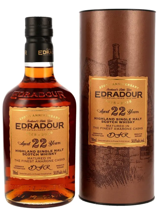 18798 Edradour 22 Jahre – Vintage 2003 - Matured in Finest Amarone Casks #1001-1005 - 200th Anniversary - Highland Single Malt Scotch Whisky