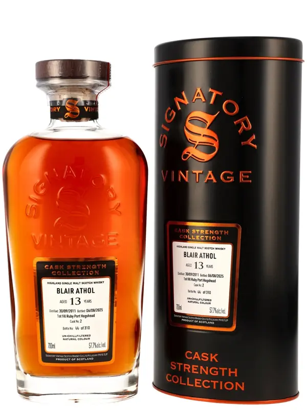 18817 Blair Athol 13 Jahre - Vintage 2011 - 1st Fill Ruby Port Hogshead - Cask No. 2 - Signatory Vintage - Cask Strength Collection - Single Malt Scotch Whisky