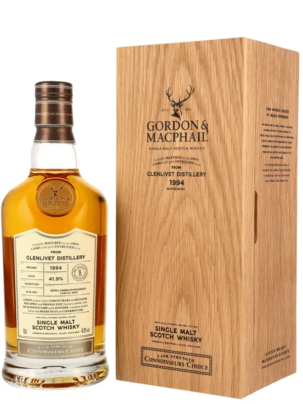 Glenlivet 31 Jahre - Vintage 1994 - Refill American Hogshead - Cask No. 58445 - Gordon & MacPhail - Connoisseurs Choice - Cask Strength - Single Malt Scotch Whisky
