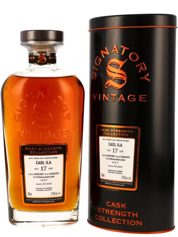 18935 Caol Ila 17 Jahre - Vintage 2007 - 1st Fill Oloroso Sherry Butt - Cask No. 3 - Signatory Vintage - Cask Strength Collection - Islay Single Malt Scotch Whisky