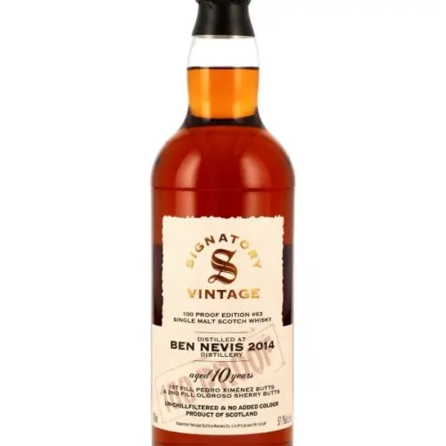 Ben Nevis 10 Jahre - Vintage 2014 - 1st Fill Pedro Ximénez & 2nd Fill Oloroso Sherry Butts - Signatory Vintage - 100 Proof Edition #63 - Single Malt Scotch Whisky