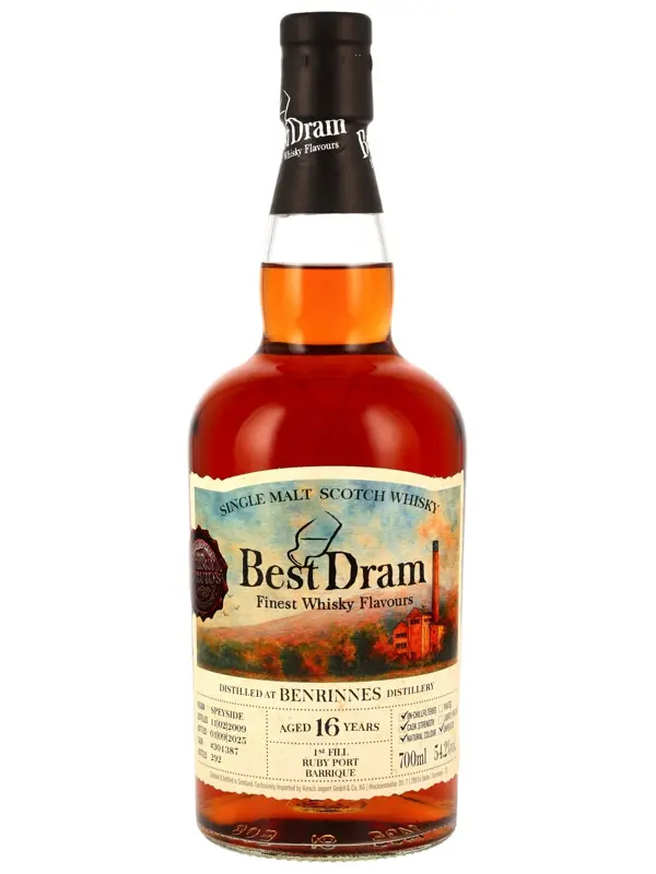 19070 Benrinnes 16 Jahre - Vintage 2009 - 1st Fill Ruby Port Barrique - Cask #301387 - Best Dram - Single Malt Scotch Whisky