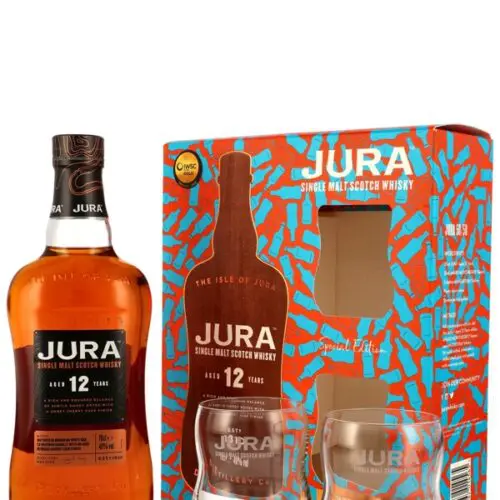 Jura 12 Jahre - American White Oak Ex-Bourbon Barrels + Oloroso Sherry Casks - incl. 2 Gläsern - Single Malt Scotch Whisky