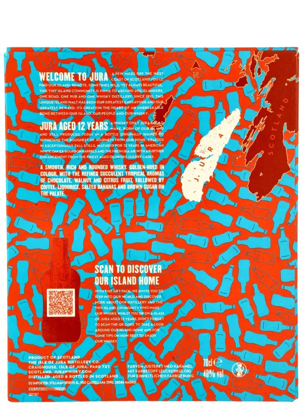 Jura 12 Jahre - American White Oak Ex-Bourbon Barrels + Oloroso Sherry Casks - incl. 2 Gläsern - Single Malt Scotch Whisky