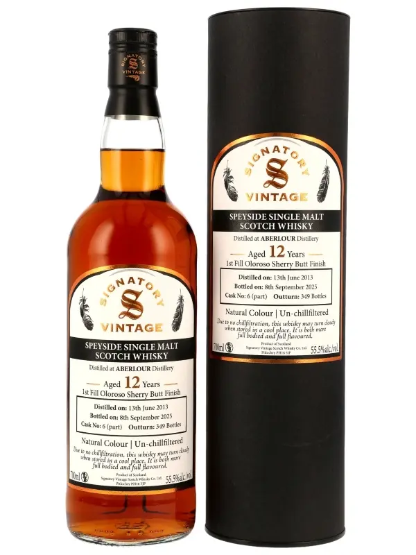 19204 Aberlour 12 Jahre - Vintage 2013 - 1st Fill Oloroso Sherry Butt Finish - Cask No. 6 (part) - Signatory Vintage - Single Malt Scotch Whisky