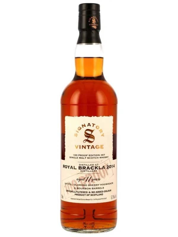19272 Royal Brackla 11 Jahre - Vintage 2014 - 1st Fill Oloroso Sherry Hogsheads & Bourbon Barrels - Signatory Vintage - 100 Proof Edition #67 - Single Malt Scotch Whisky